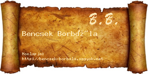 Bencsek Borbála névjegykártya